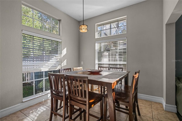 dining room with light tile patterned floors and a wealth of natural light