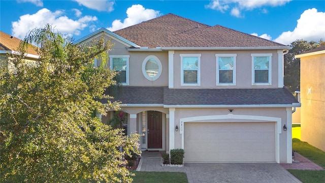 view of front of house with a garage