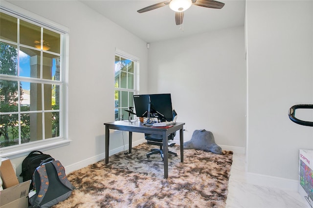 2811 Sonata Ct, Saint Cloud, FL 34772 - office area featuring ceiling fan and baseboards