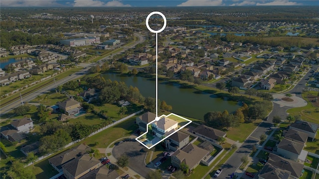 2811 Sonata Ct, Saint Cloud, FL 34772 - aerial overview of property's location featuring property boundaries highlighted, a large body of water, and nearby suburban area
