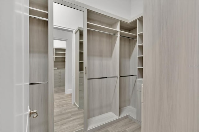 walk in closet featuring light hardwood / wood-style floors