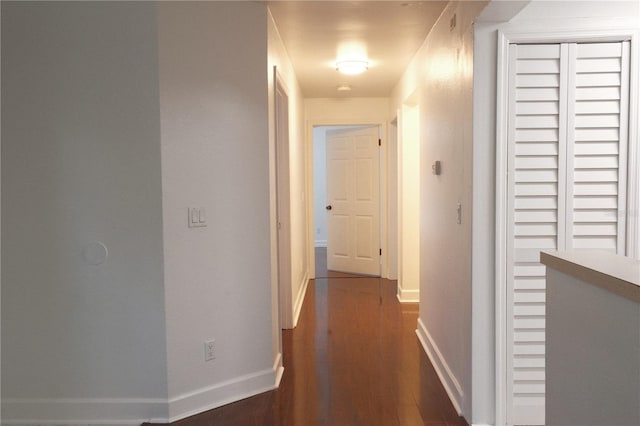 hall featuring dark wood-type flooring