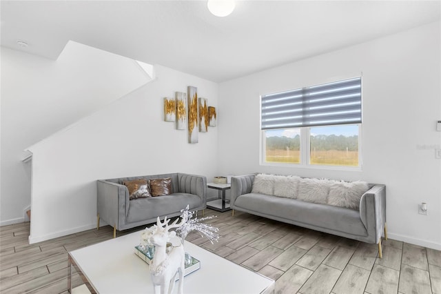 living room with light wood-type flooring