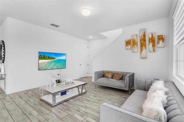 living room featuring light hardwood / wood-style floors