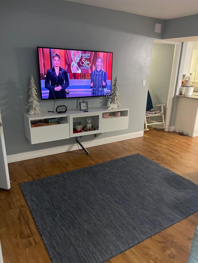 living room with hardwood / wood-style floors