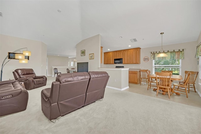 view of tiled living room