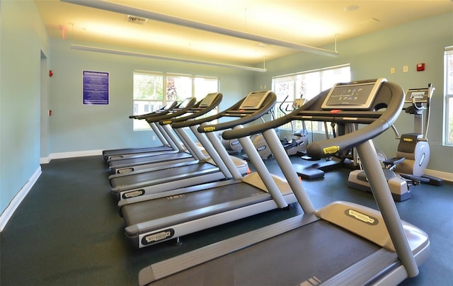 exercise room with a wealth of natural light