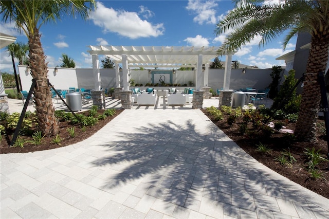 view of patio / terrace featuring a pergola