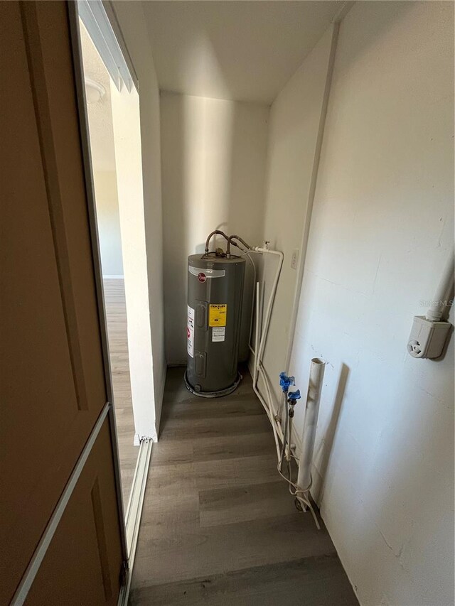 utility room with water heater