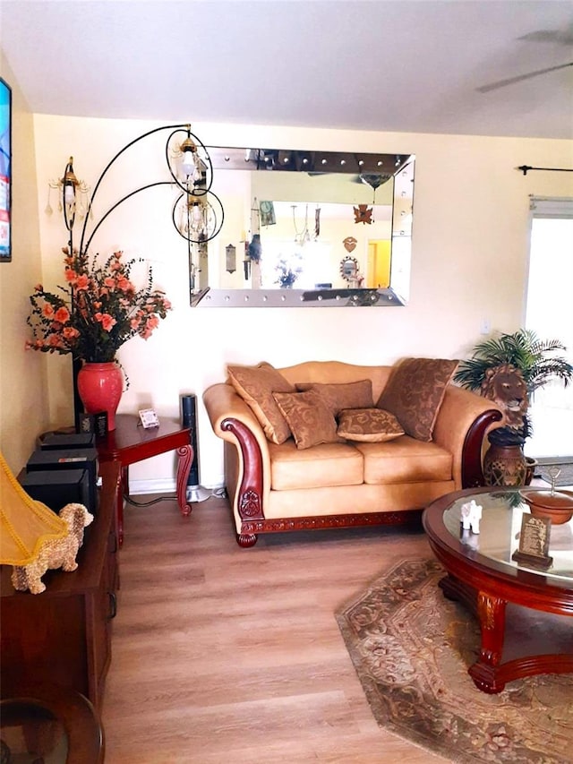 living room with hardwood / wood-style flooring