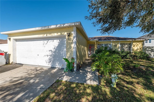 exterior space featuring a garage