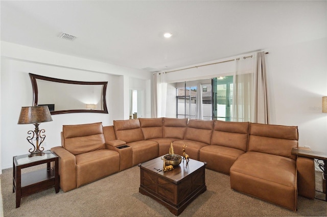 living room with carpet