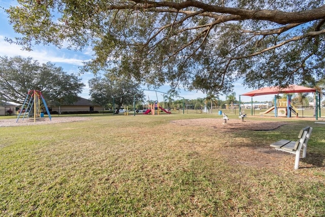 view of yard with a playground