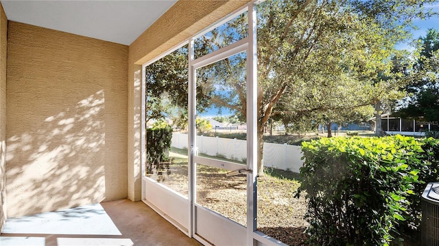 view of unfurnished sunroom