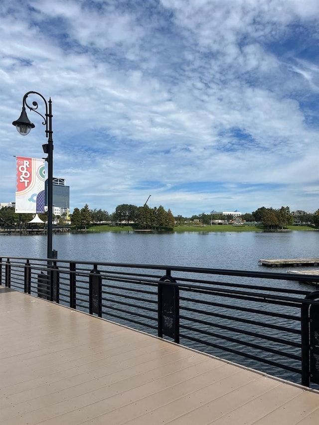 view of dock featuring a water view