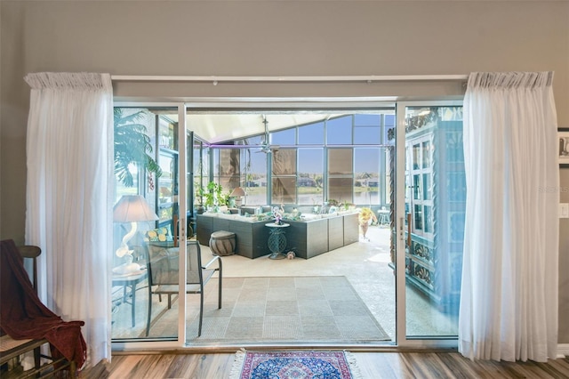 doorway to outside with hardwood / wood-style floors