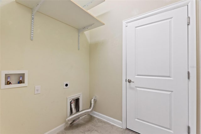 laundry room with electric dryer hookup and hookup for a washing machine