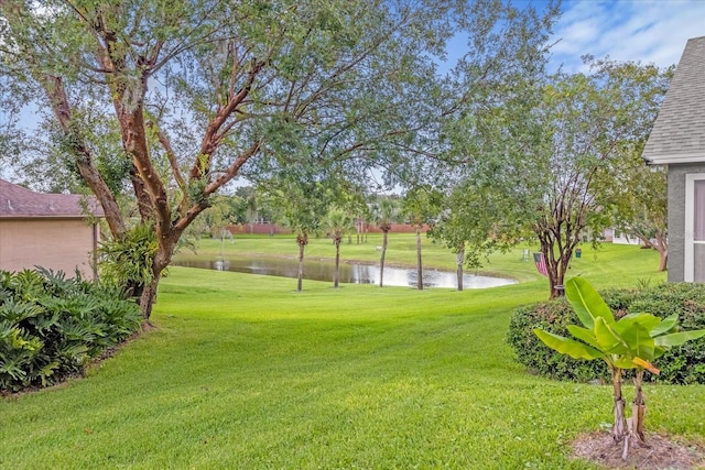 view of yard featuring a water view