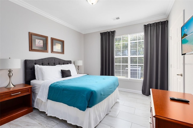 bedroom featuring ornamental molding