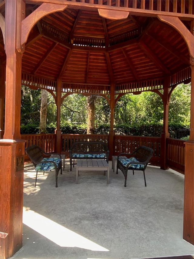 view of patio / terrace featuring a gazebo