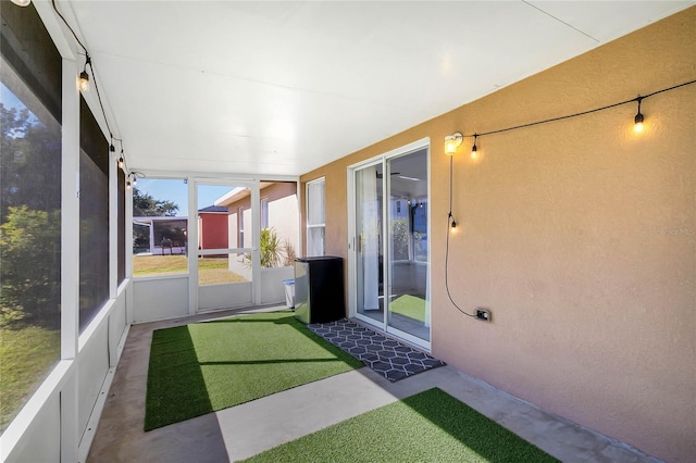 view of unfurnished sunroom