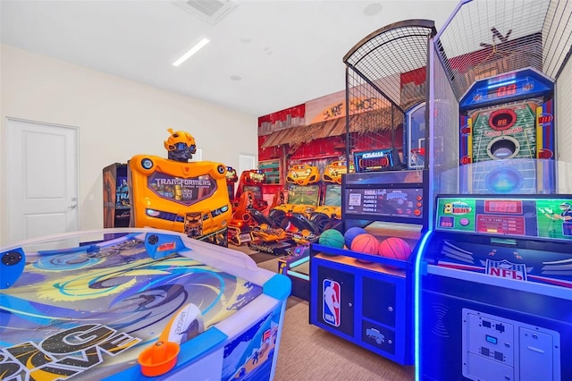 game room featuring carpet flooring