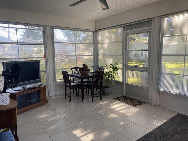 sunroom / solarium with a wealth of natural light and ceiling fan