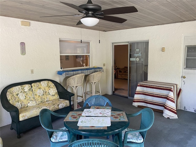 view of patio featuring ceiling fan and an outdoor hangout area