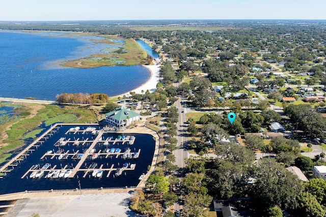 bird's eye view featuring a water view