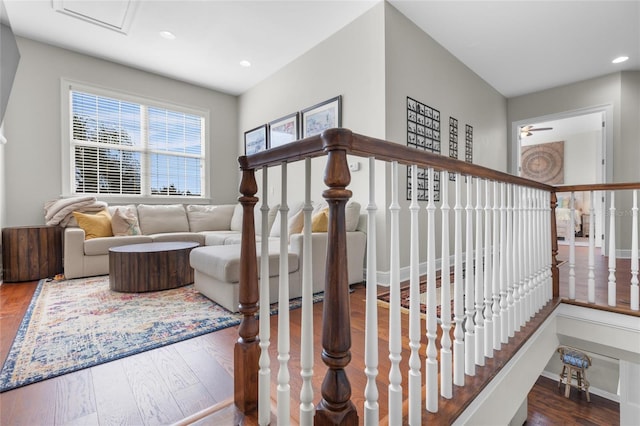 interior space with hardwood / wood-style floors