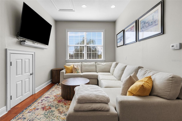 living room featuring wood-type flooring