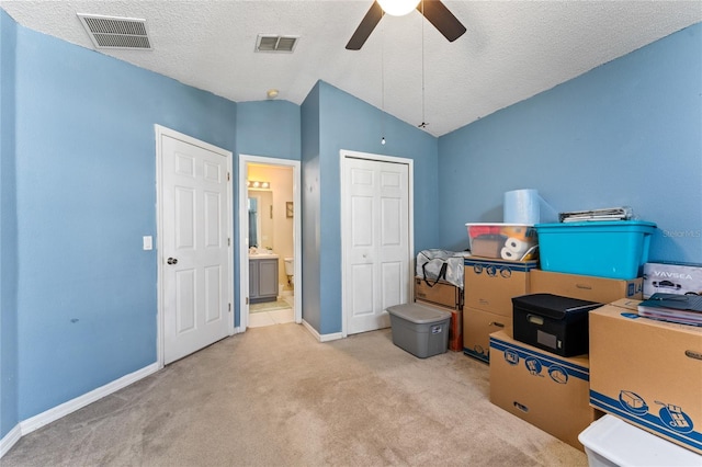 interior space featuring ceiling fan