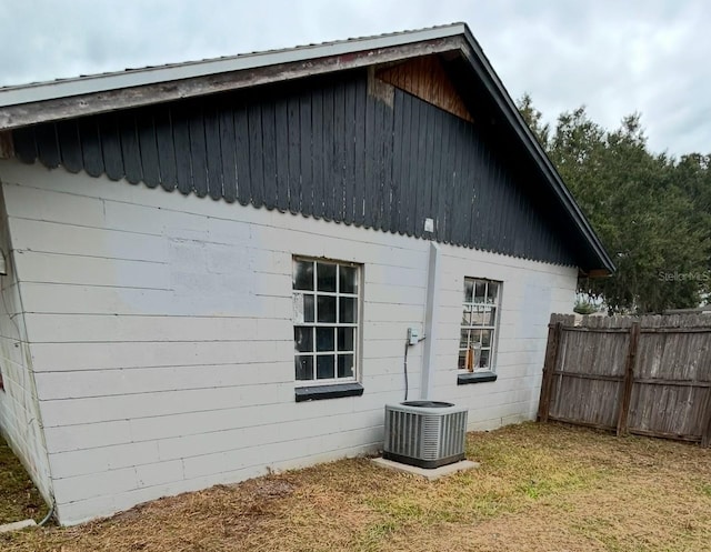 view of property exterior featuring central AC unit