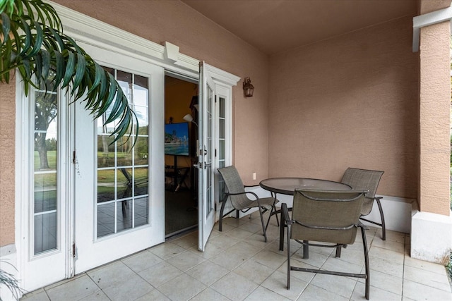 balcony with a patio area