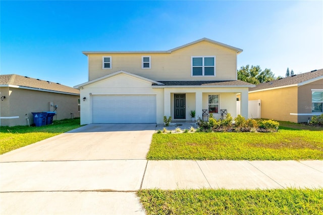 view of front of home with a front lawn and covered porch