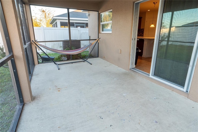 view of unfurnished sunroom