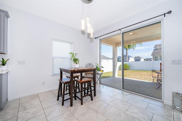 view of tiled dining area