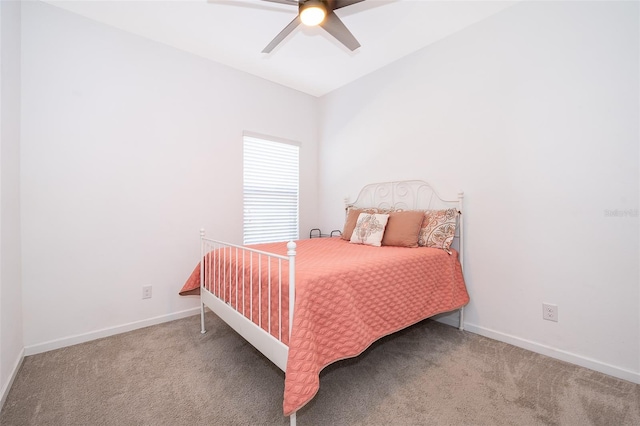 bedroom featuring carpet flooring and ceiling fan