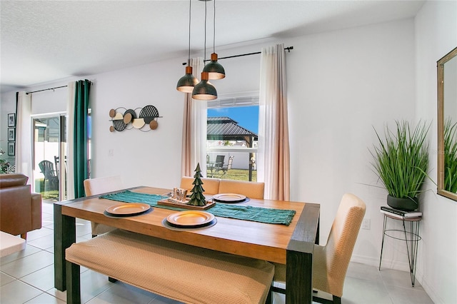 tiled dining room featuring a healthy amount of sunlight