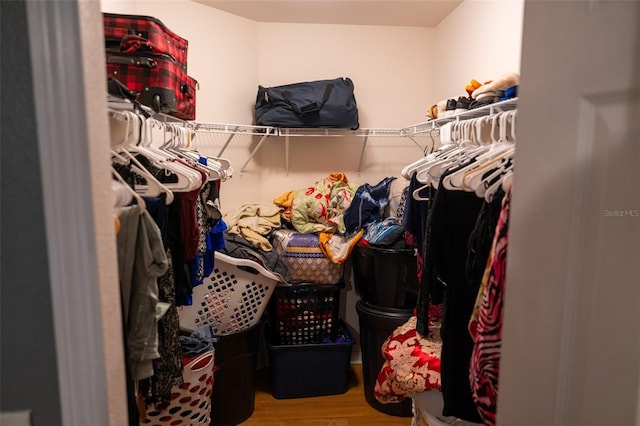 spacious closet featuring hardwood / wood-style flooring