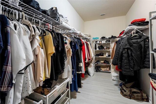 walk in closet featuring wood-type flooring