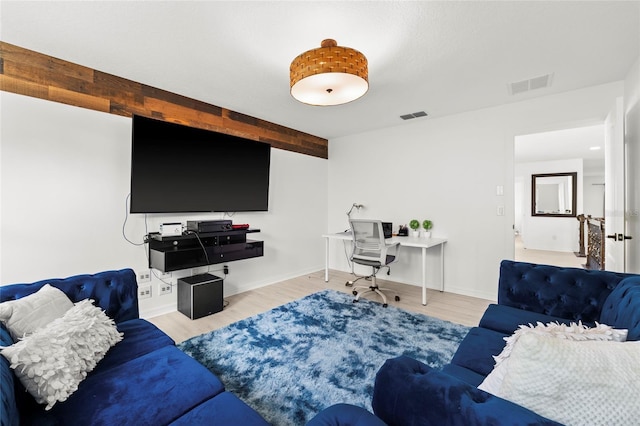 living room featuring light wood-type flooring