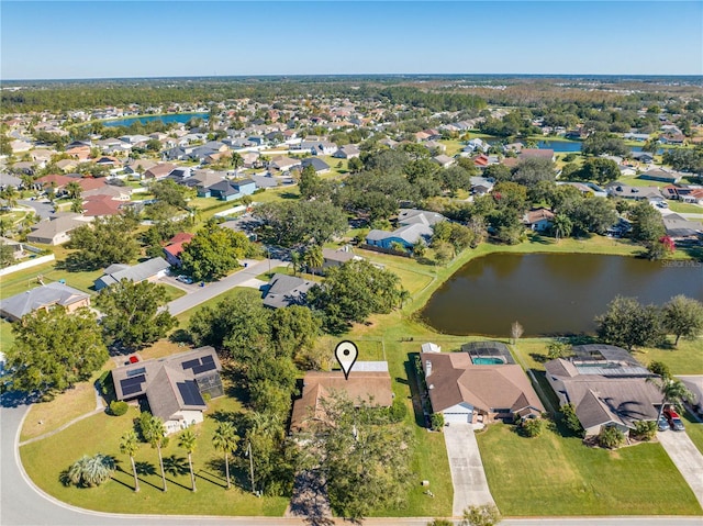 bird's eye view featuring a water view