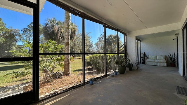 view of unfurnished sunroom