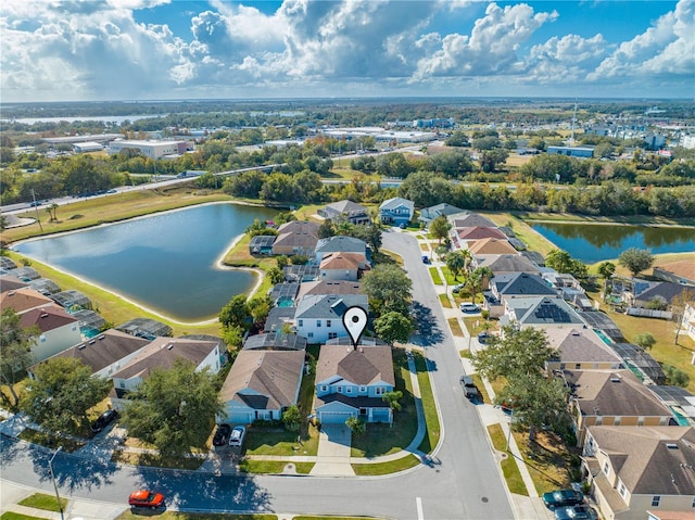 bird's eye view featuring a water view