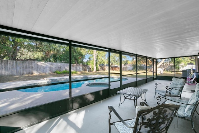 view of unfurnished sunroom