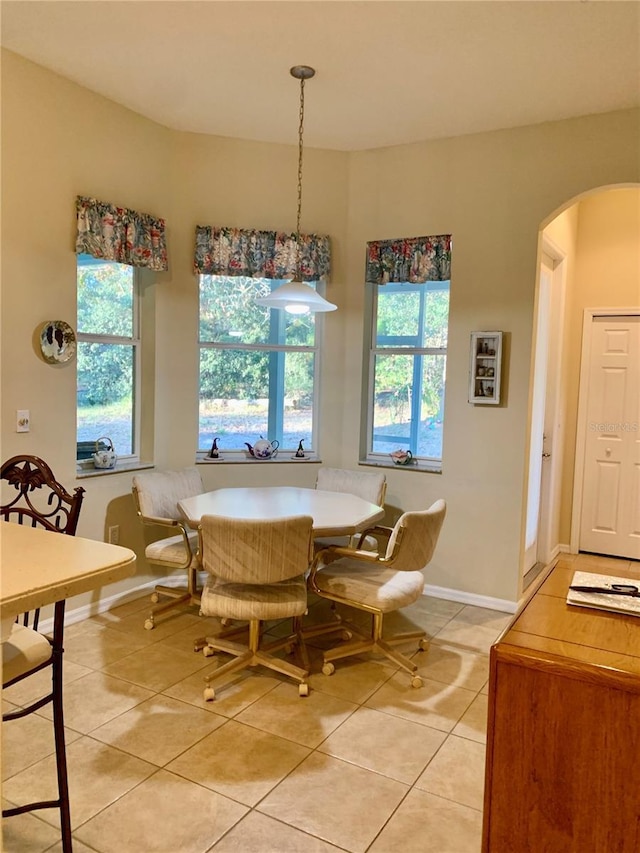 tiled dining area featuring a healthy amount of sunlight