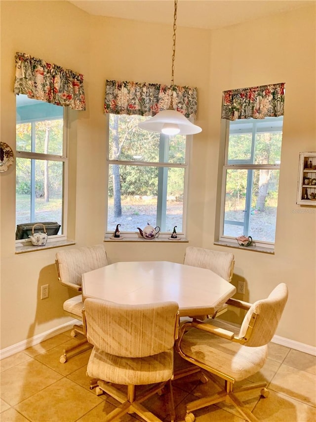 tiled dining space with breakfast area