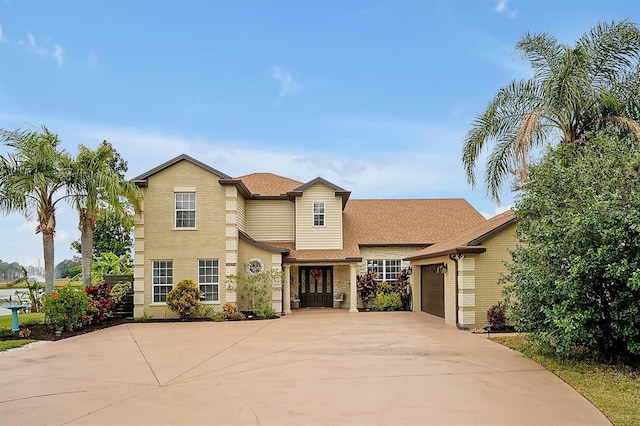 front of property featuring a garage