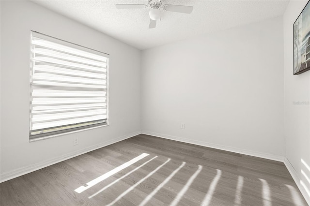 spare room with a wealth of natural light, dark hardwood / wood-style flooring, and a textured ceiling